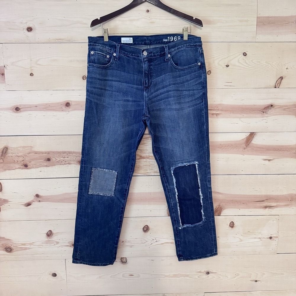 Gap 1969 Women's 30 Regular Morse Ankle Skinny Jeans Patchwork Distressed Denim